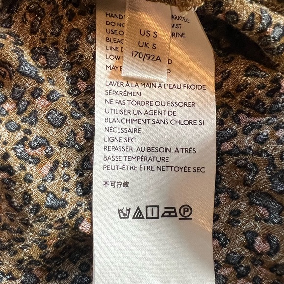 FREE PEOPLE Celia Leopard Top Blouse Lightweight Baggy Mobwife‎ Feminine Tie S - Picture 6 of 8